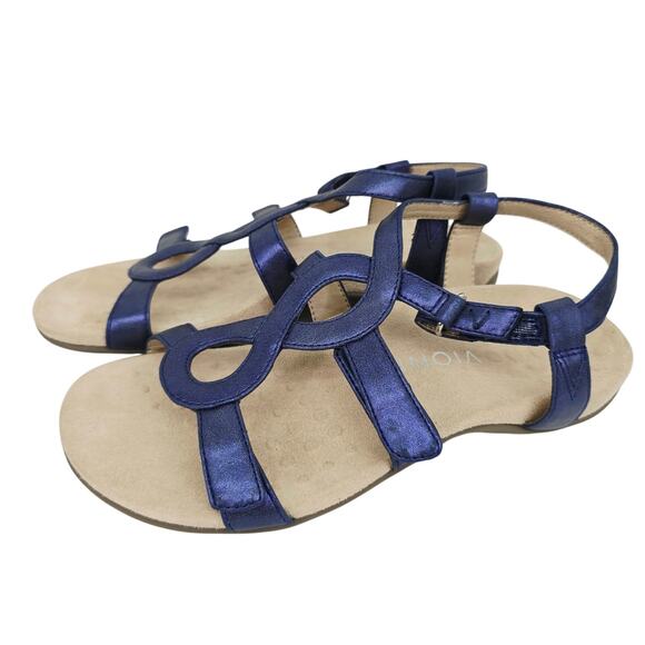 Vionic Jodie Leather Sandals Blue 6 - Picture 1 of 5